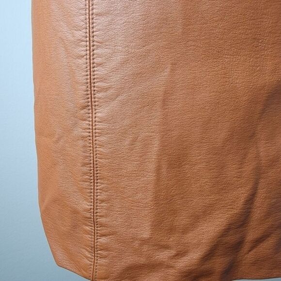 🍁 Free People Brown Midnight Magic Faux Leather Mini Skirt Size 6 - Picture 10 of 13